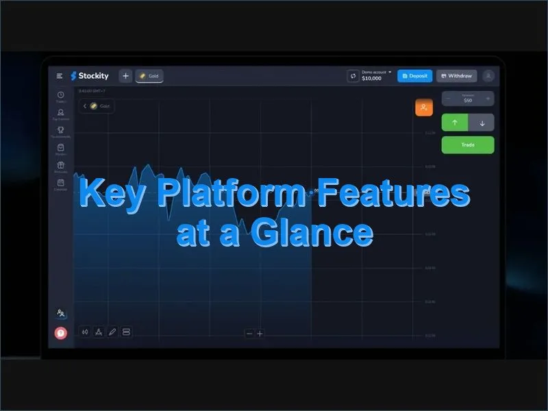 Main features and trading tools available on the Stockity platform