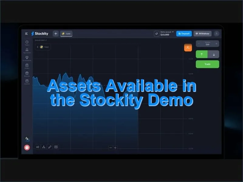Range of tradeable assets available in Stockity demo account including forex and commodities