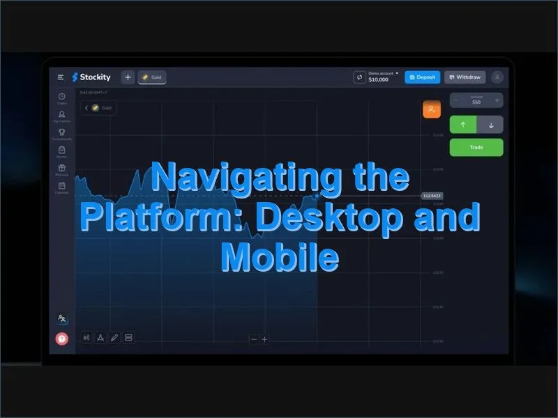 Stockity trading platform interface layout on desktop and mobile devices